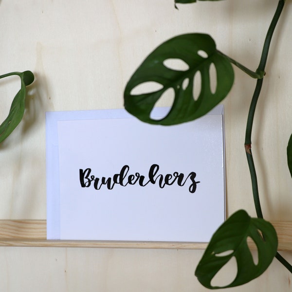 Postkarte " Bruderherz" Handlettering/ Geschenk Bruder/ Familie/ Geschwister