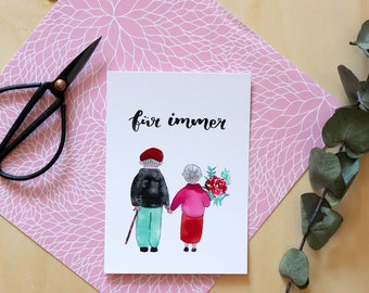 Carte postale "pour toujours", amour, couple, anniversaire de mariage, fiançailles, anniversaire, idée cadeau, Saint Valentin, mariage, idée cadeau homme