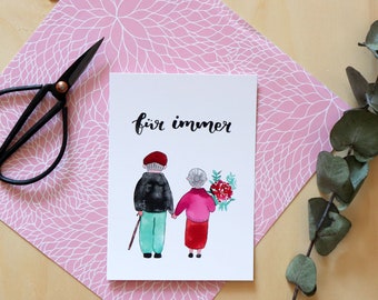 Postcard "forever", dear, couple, wedding anniversary, engagement, anniversary, gift idea, Valentine's Day, wedding, gift idea man