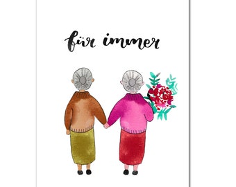 Postcard "forever", love, couple, wedding anniversary, engagement, LGBQT+, gift idea, Valentine's Day, wedding, gift idea woman