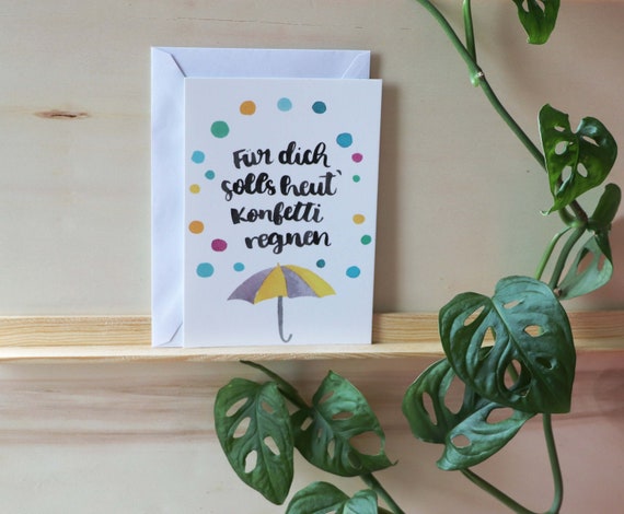 Postkarte Für dich solls heute Konfetti regnen | Etsy