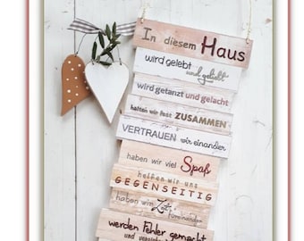 Schild - In diesem Haus - Hochzeitsgeschenk - Familienregel - Dekoschild - Muttertagsgeschenk - Geschenk für Freunde - Zum Einzug - Braun