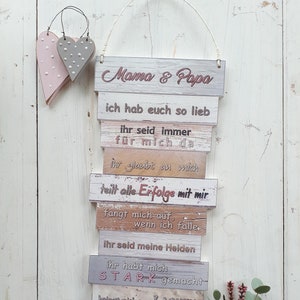 Dekoschild Mama und Papa ich hab Euch so lieb Farbe Sahara Geschenk
