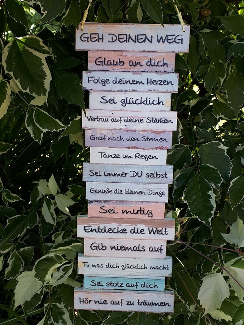 Schild Geh Deinen Weg Original pastell Schild Dekoschild Einschulung Taufe Schulanfang Kinderzimmer Weihnachtsgeschenk Bild 6