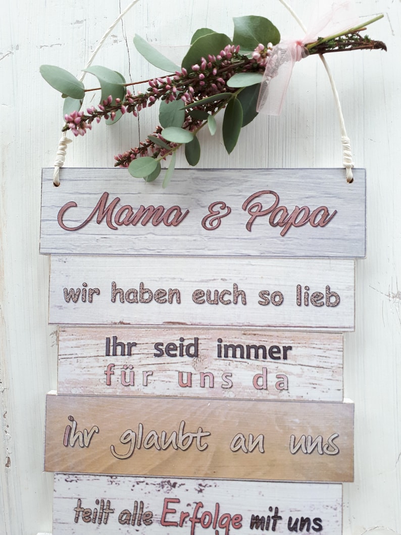 Dekoschild Mama und Papa wir haben euch so lieb Farbe Etsy