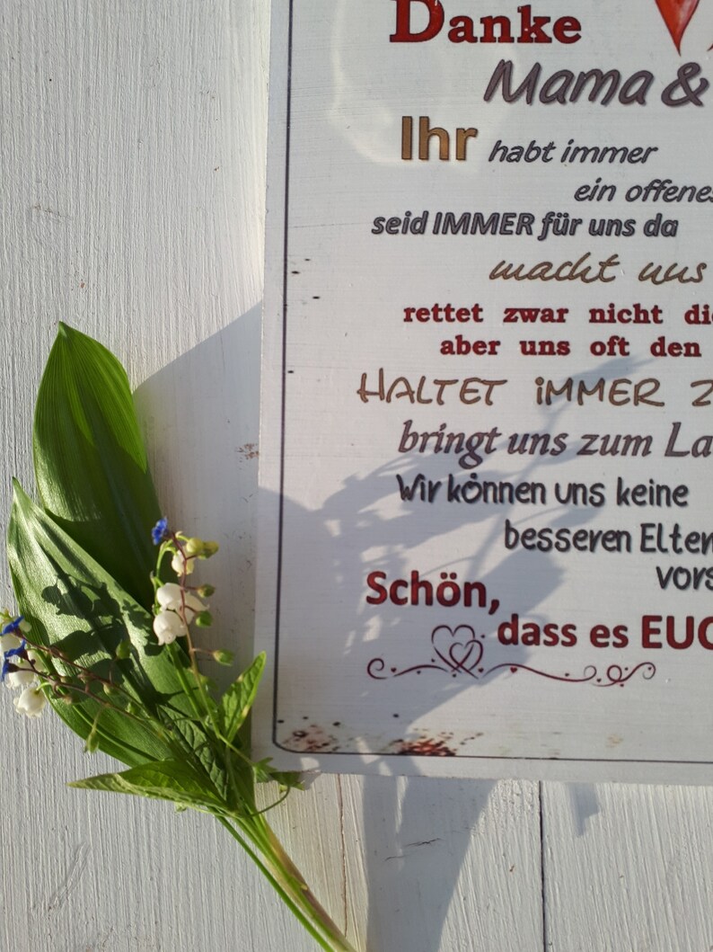Bezauberndes Schild Danke Mama und Papa UnsForm Etsy