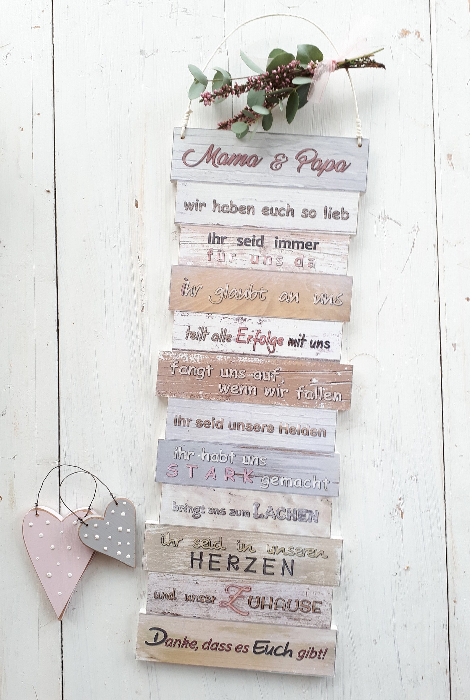 Dekoschild Mama und Papa wir haben euch so lieb Farbe Etsy.de