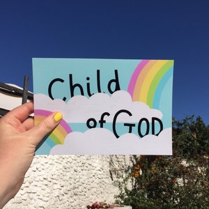 Kind van God Print Spirituele Geloof Rainbow A5