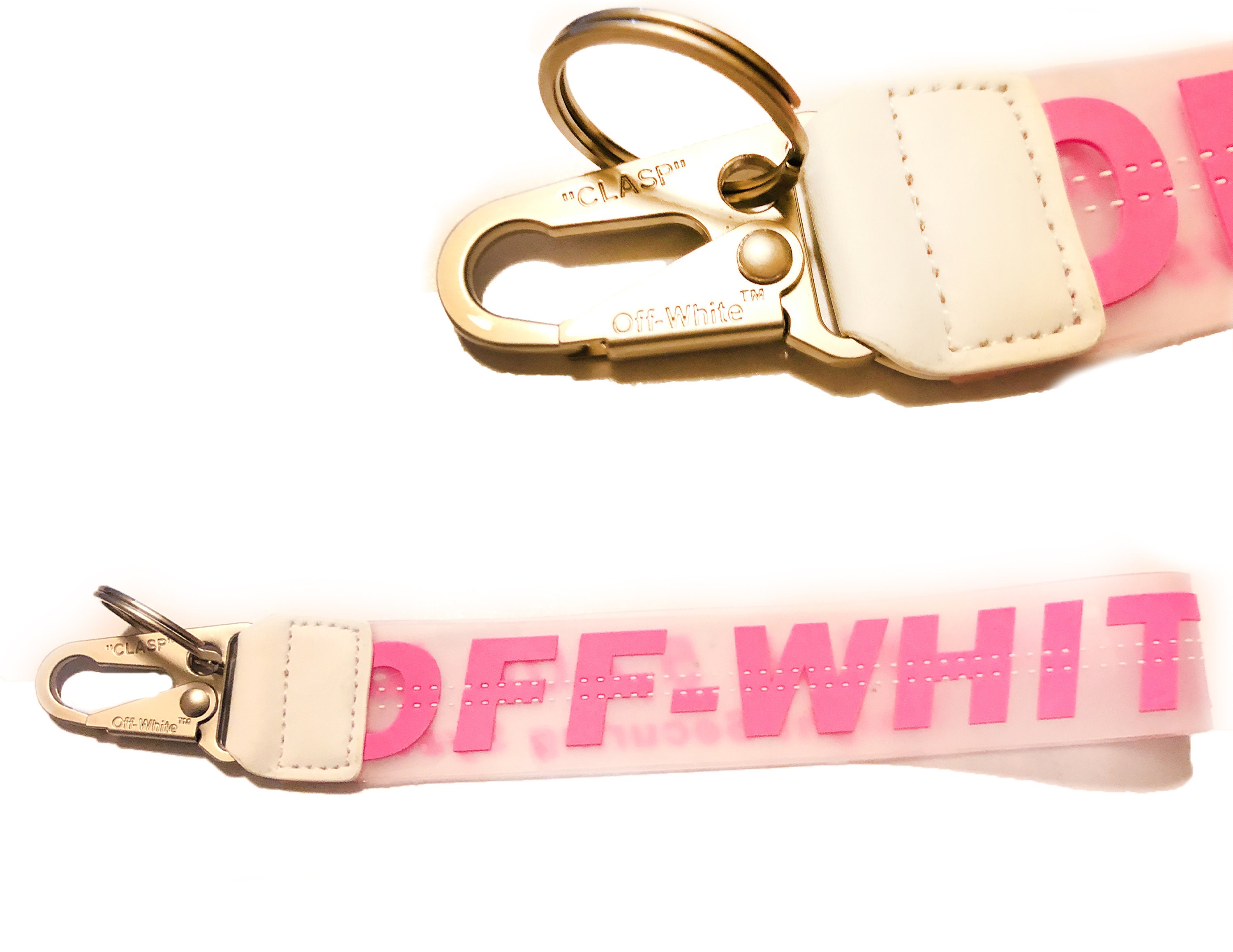 Off White Pink Clear Inspired Industrial Keychain Short Etsy