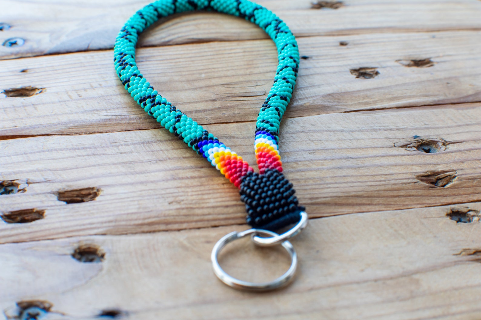 Native American turquoise keychain beaded wristlet native Etsy