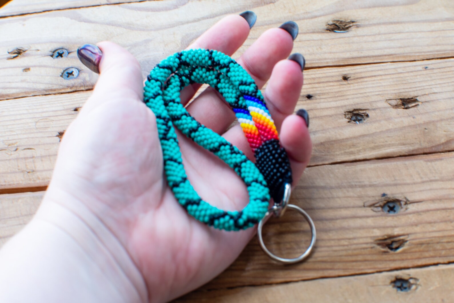 Native American turquoise keychain beaded wristlet native Etsy