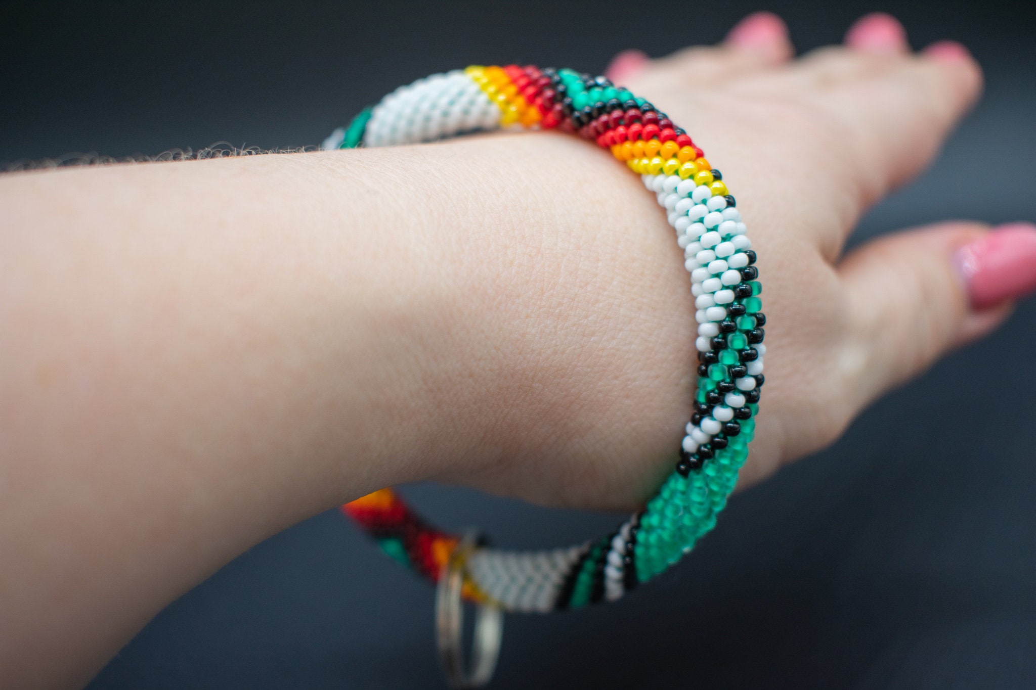 Beaded wristlet Native keychain Native American beaded Etsy