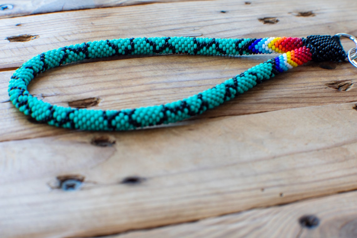 Native American turquoise keychain beaded wristlet native Etsy