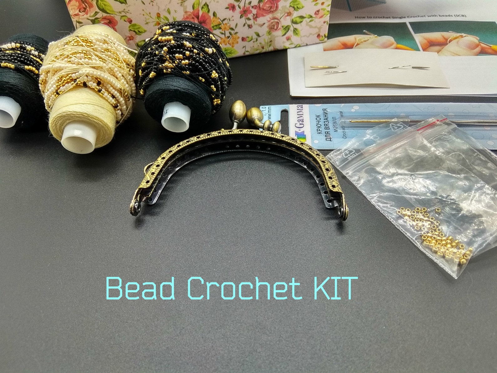 Bead crochet kit Beaded purse kit Kit to make purse Crochet Etsy