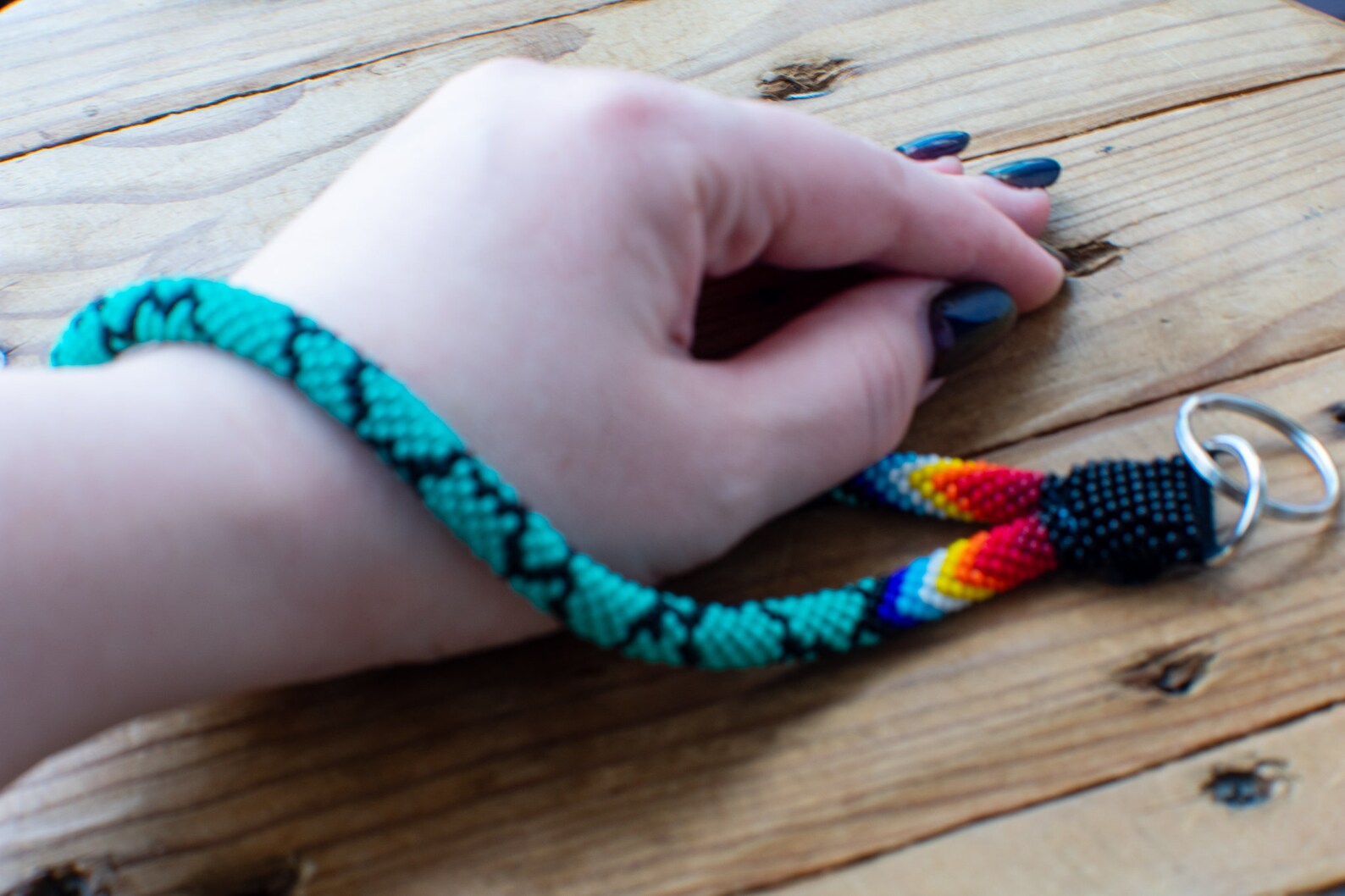 Native American turquoise keychain beaded wristlet native Etsy