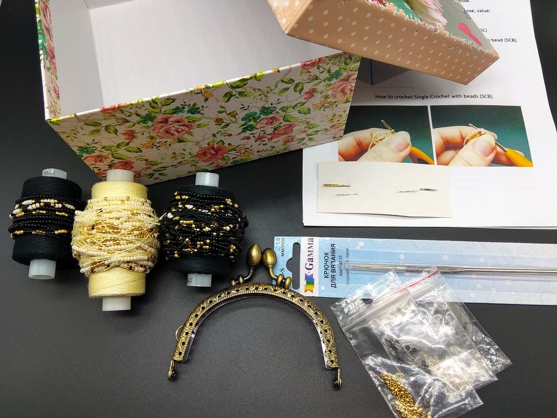 Bead crochet kit Beaded purse kit Kit to make purse Crochet Etsy