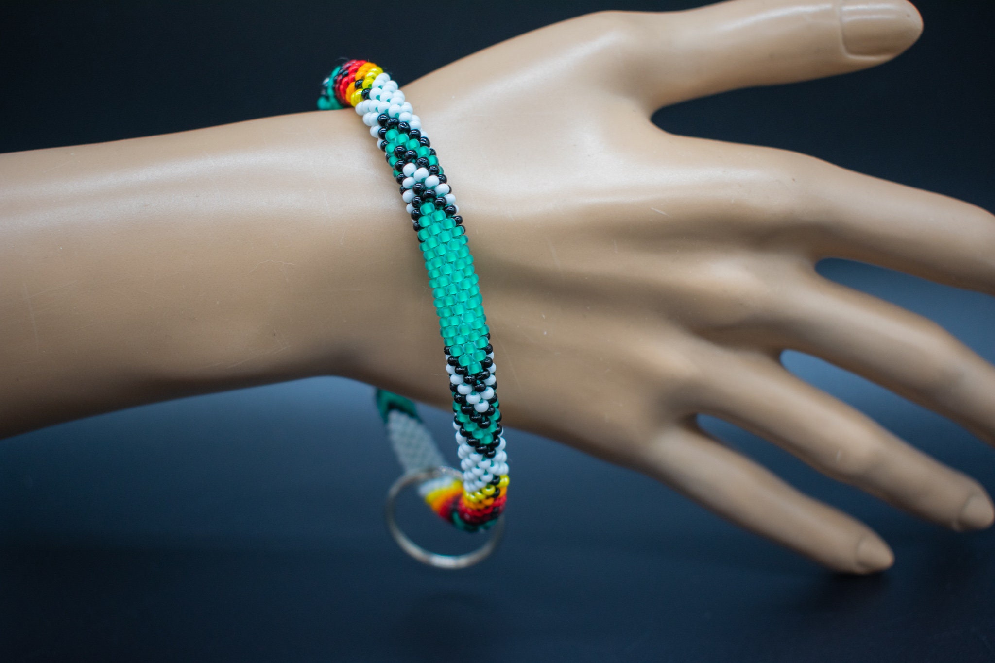 Beaded wristlet Native keychain Native American beaded Etsy