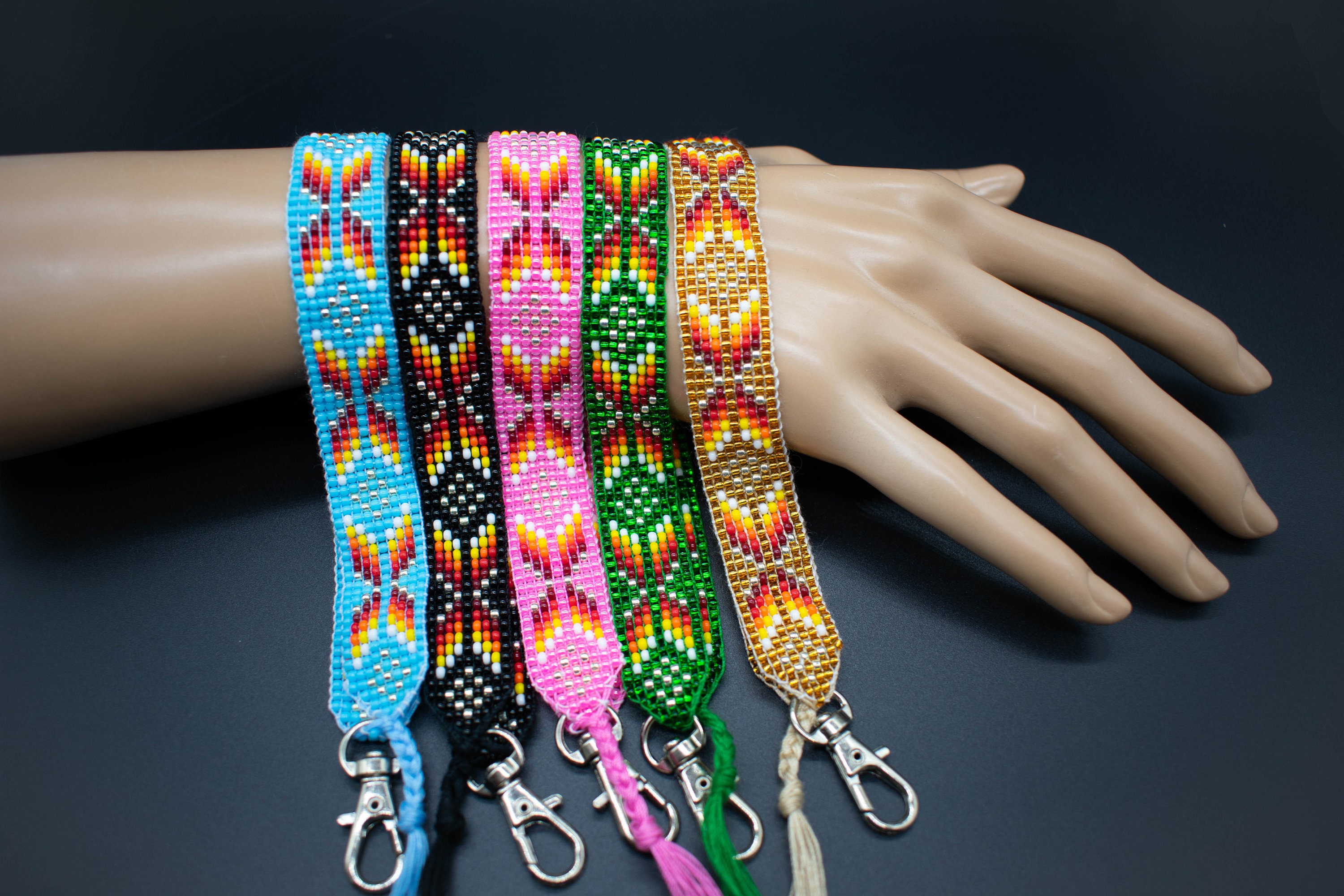 Native American beaded wristlet keychain Navajo bracelet Key Etsy