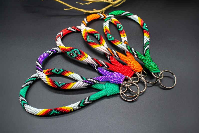 Native american beaded keychain Native beaded lanyards Beaded Etsy