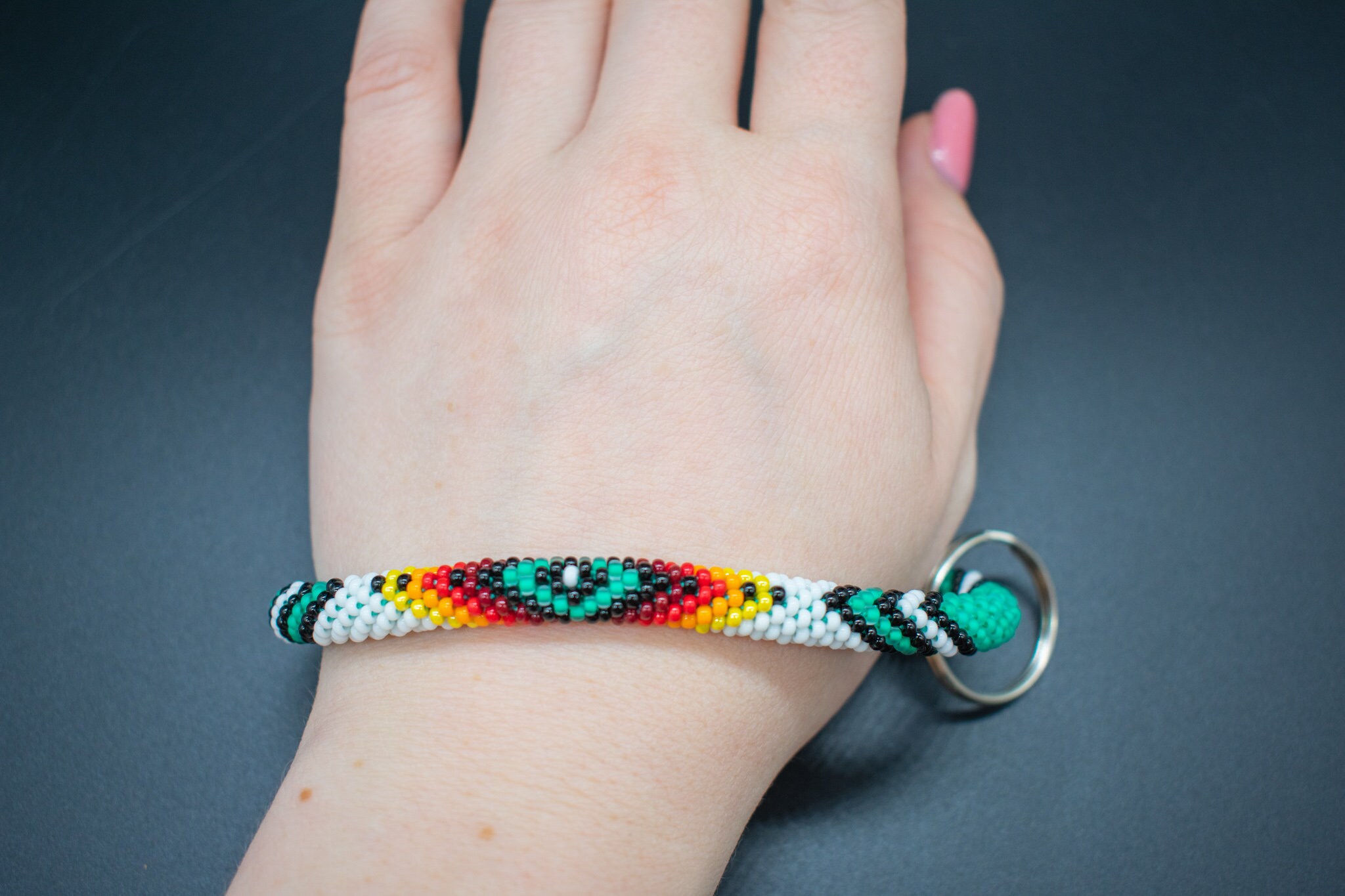 Beaded wristlet Native keychain Native American beaded Etsy