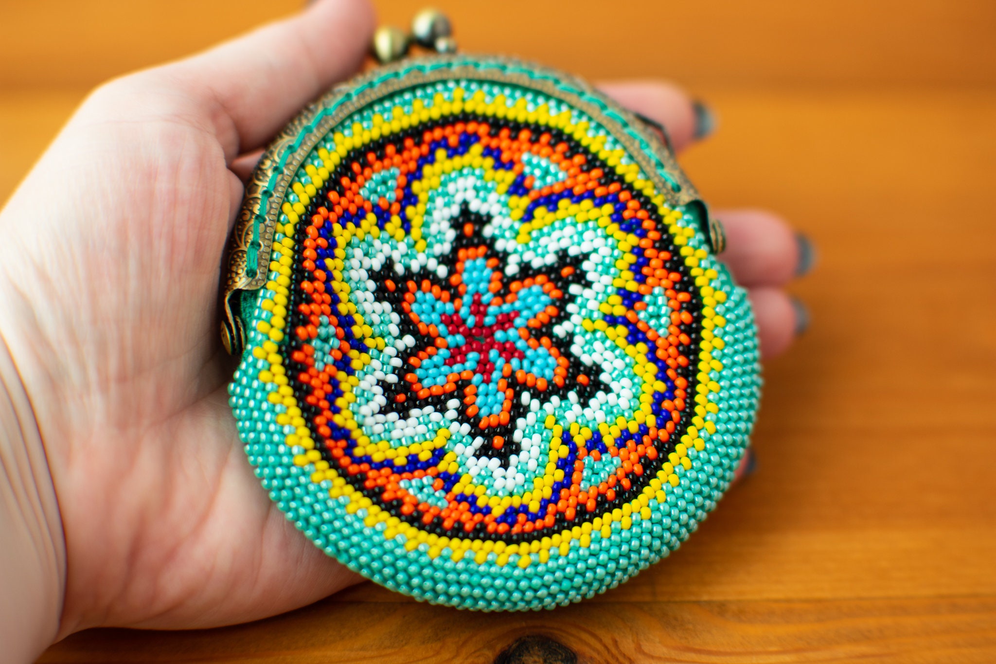 Native style beaded coin purse Pendleton southwest western Etsy