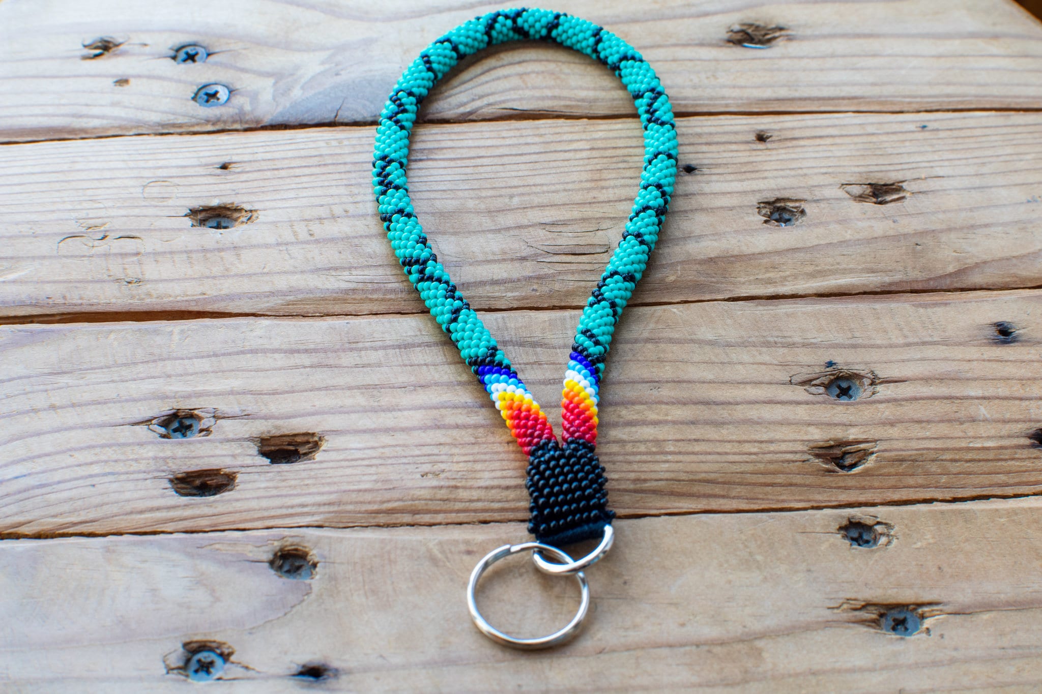 Native American turquoise keychain beaded wristlet native Etsy