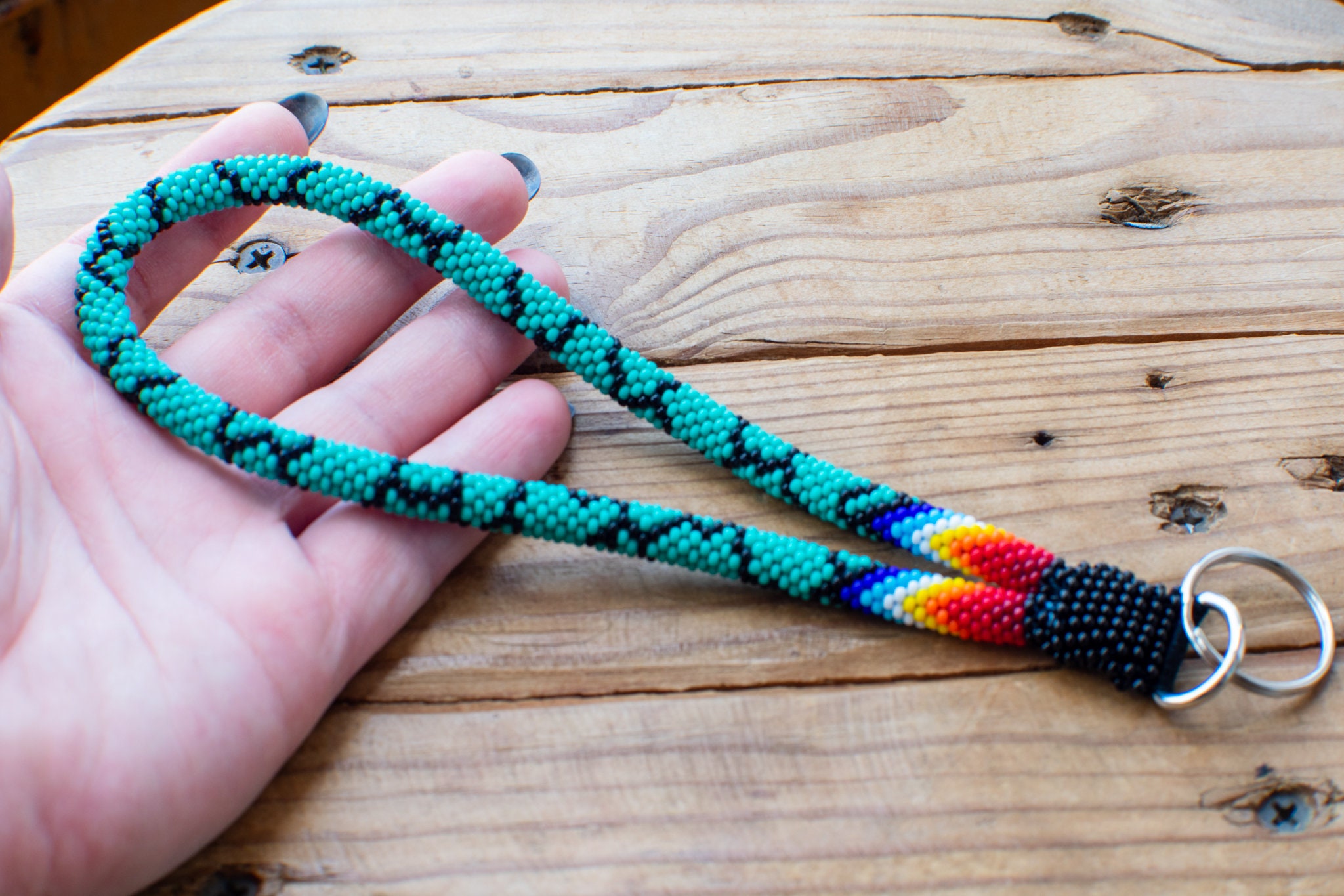 Native American turquoise keychain beaded wristlet native Etsy