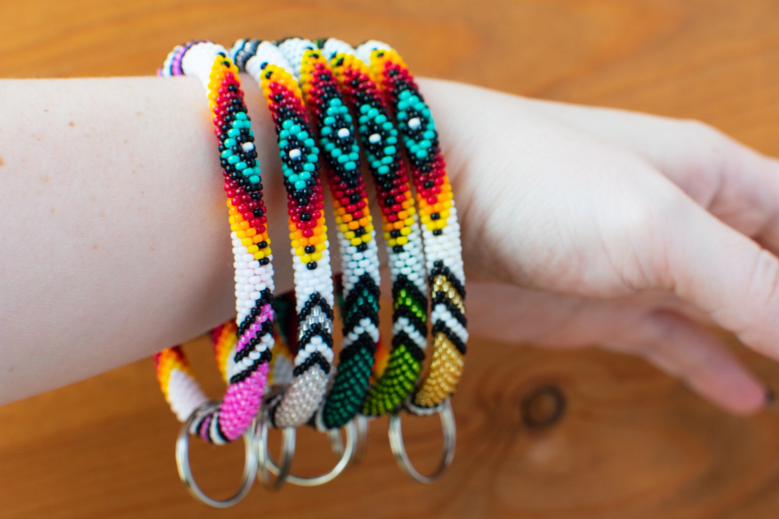 Beaded wristlet Native keychain Native American beaded Etsy