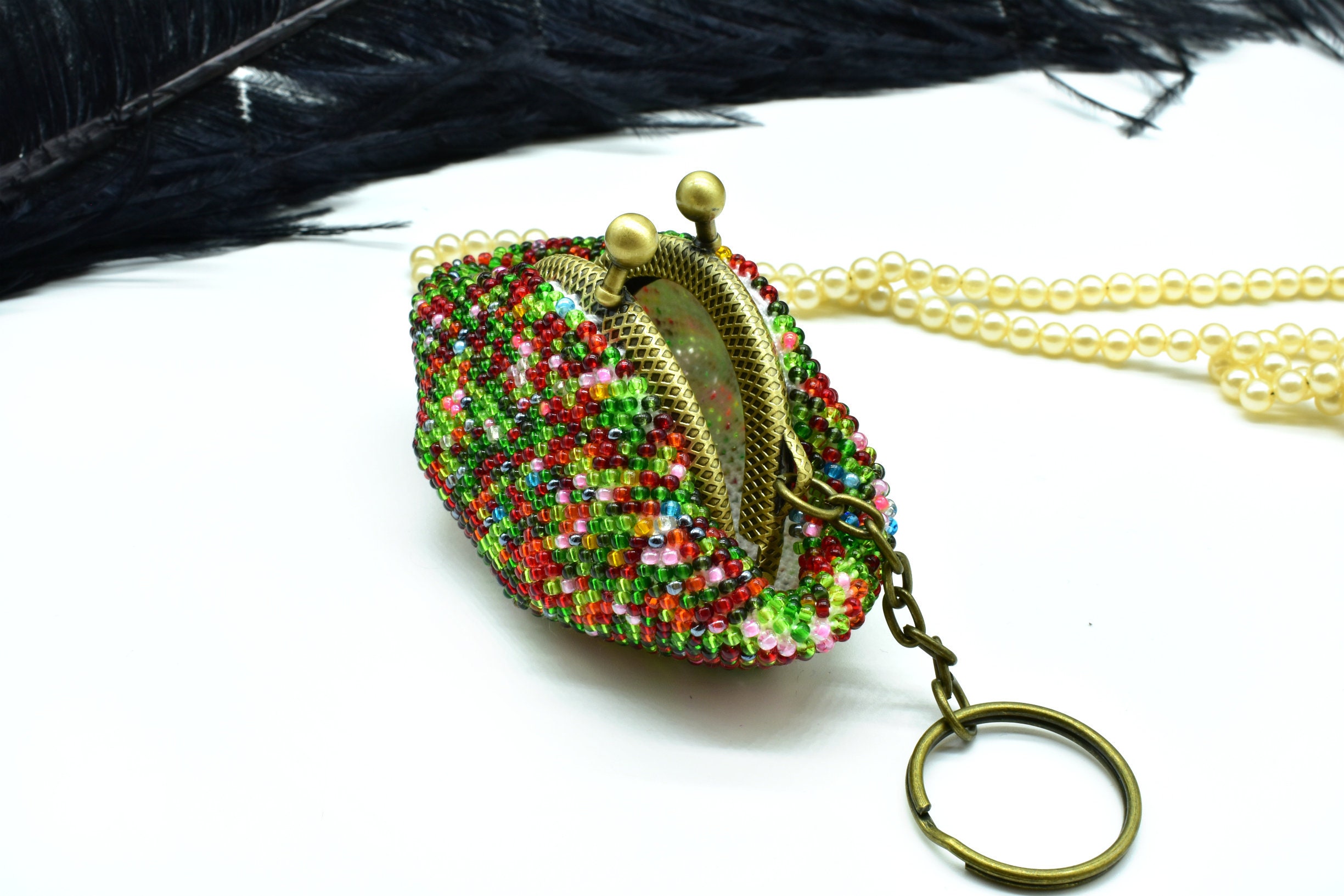 Tie dye wallet Multicolour wallet Rainbow wallet Beaded coin Etsy