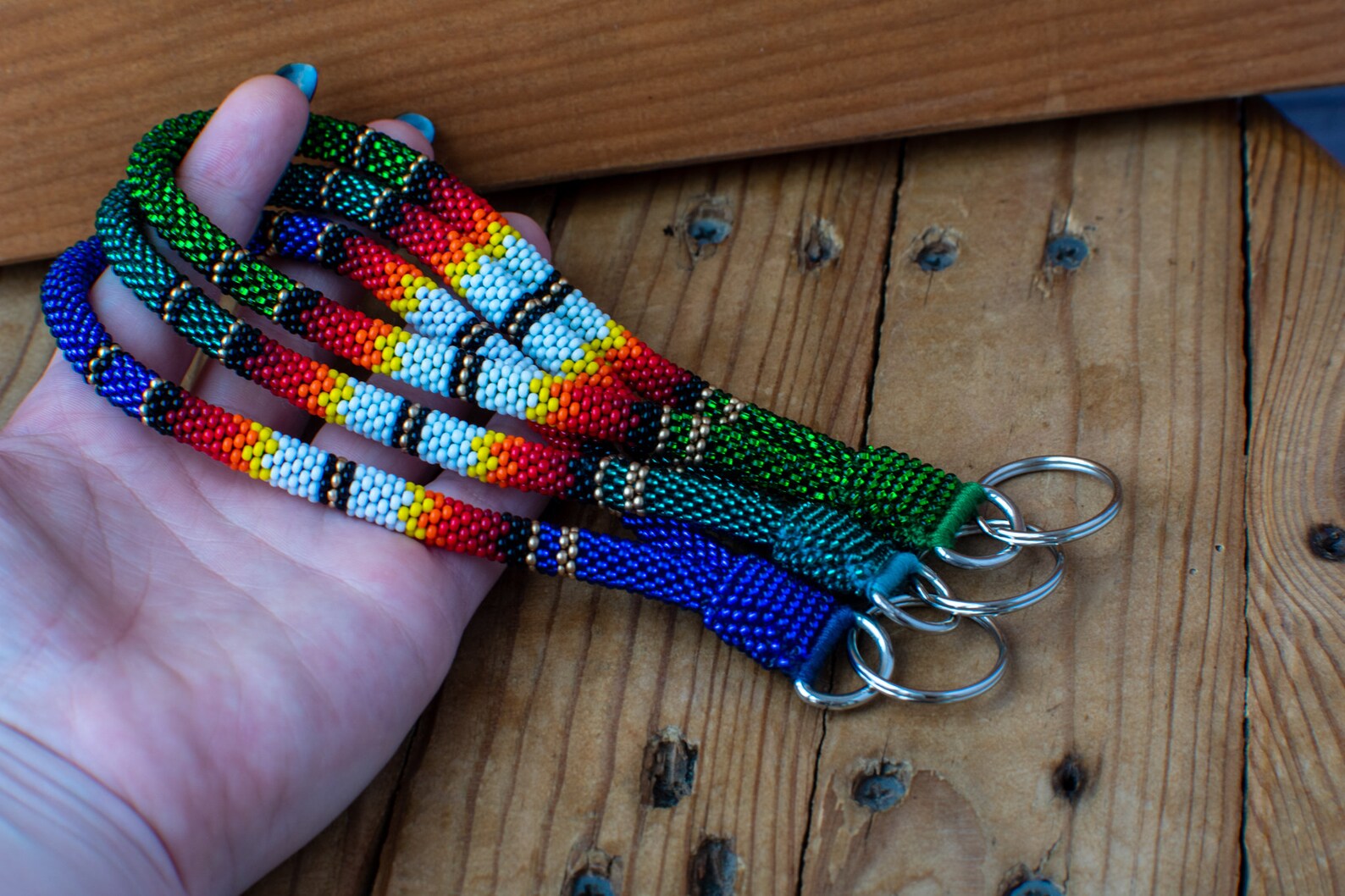 Native America bead lanyard bead keychain native bead wristlet Etsy