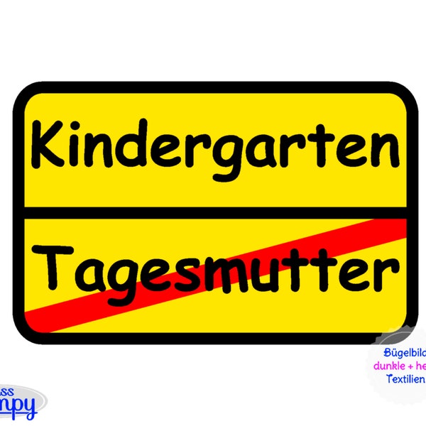 Bügelbild (383c) TAGESMUTTER Kindergartenstart bunt für helle und dunkle Textilien