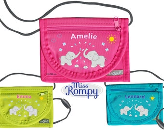 MissRompy | Chest bag elephant (802) with name and safety clasp butterflies shoulder bag breast bag viewing window