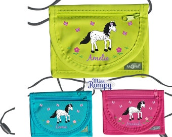 MissRompy | Neck pouch pony (840) with name and safety clasp butterflies shoulder bag breast bag viewing window