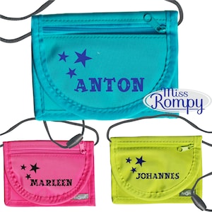MissRompy | Brustbeutel Sterne (778) mit Name und Sicherheitsverschluss Stern Sternchen Umhängebeutel breast bag Sichtfenster