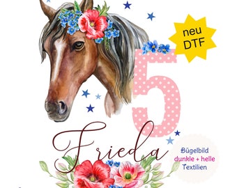 MissRompy | DTF iron-on picture pony (659) with and without birthday number horse name desired name birthday iron-on picture birthday iron-on picture girl