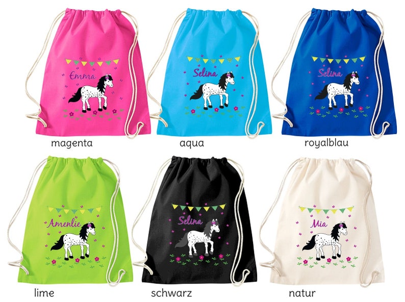 PONY 840 PFERD BW gym bag with name drawstring bag sports bag backpack gym bag image 2