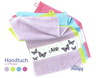 Handtuch Schmetterlinge (794) Namen klein groß Kinderhandtuch Motivhandtuch Geburtsgeschenk Geschenk zur Taufe kindergartenstart schule