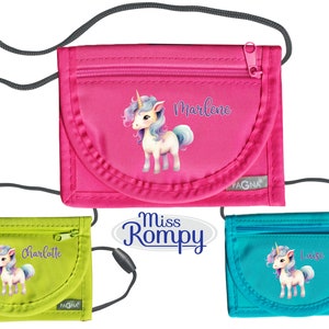 MissRompy | Brustbeutel Einhorn  (772) mit Name und Sicherheitsverschluss Umhängebeutel breast bag Sichtfenster