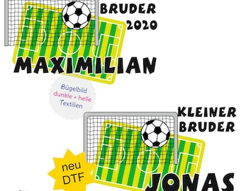 MissRompy | DTF Fußball (841) Bügelbild A4 oder A5 Kleiner Bruder Großer Bruder Aufbügler Applikation Bügelbilder Fussball Tor