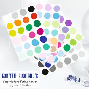 Iron-on patches, (55-1), confetti, dots, motif sheet, dark + light, iron-on patch, iron-on image, patch, dots, various colors, application,