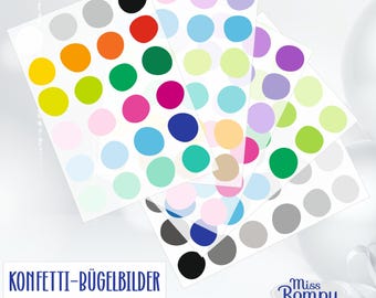 Iron-on transfers, (55-1), confetti, dots, motif sheet, dark + light, iron-on patch, patch, dots, various colors, appliqué