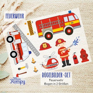 Brandweer, (73-2), strijkpatches, 12 motieven, om te strijken, strijkpatch, belettering, set, strijkpatch, applicatie, brandweerman, helikopter