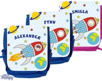 MissRompy | Rocket (837) backpack with name, children's backpack kindergarten kita bag kita backpack suitable for lunch box + bag