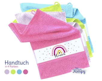 Handtuch regenbogen (779) Name  klein groß Kinderhandtuch Motivhandtuch Geburtsgeschenk Geschenk zur Taufe einschulung kindergartenstart