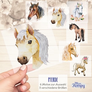 Horses, (120), iron-on image, for ironing on, horse head, horse, various motifs and heights, iron-on image, iron-on patch, application, iron-on sticker,