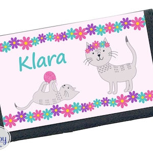 KATZE (792) Geldbörse mit Name Kinder Geldbeutel Klett Portemonnaie katze katzen
