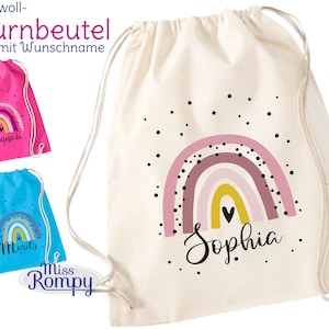 BW-Turnbeutel REGENBOGEN 779 Name KordelZugbeutel Sportbeutel Rucksack Gymsac Bild 1