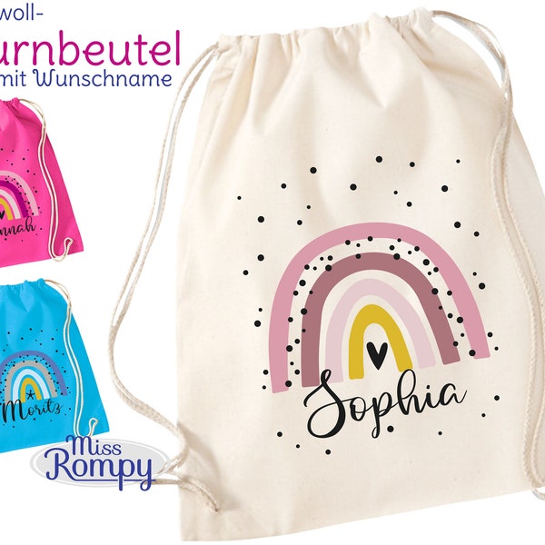 BW-Turnbeutel REGENBOGEN (779) Name KordelZugbeutel Sportbeutel Rucksack Gymsac