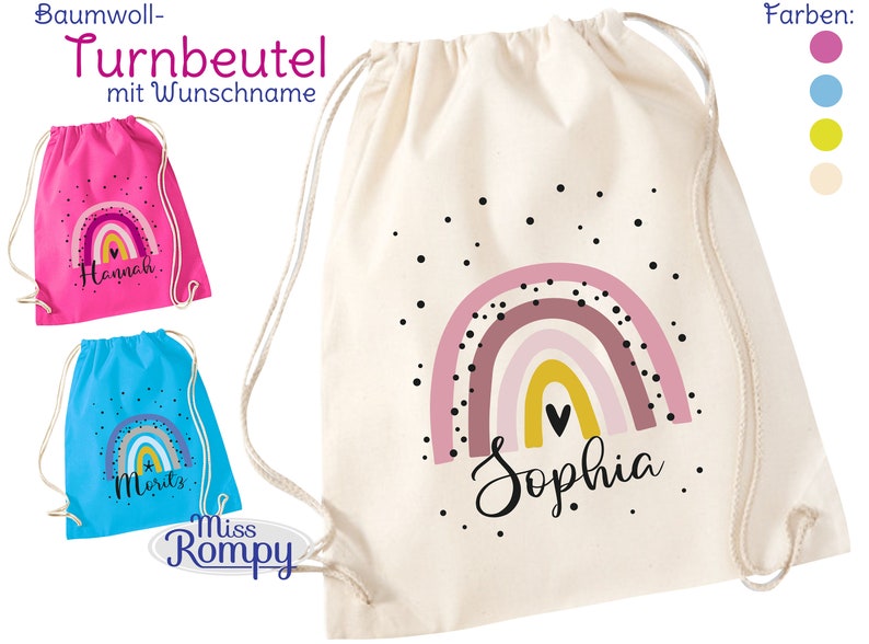 BW-Turnbeutel REGENBOGEN 779 Name KordelZugbeutel Sportbeutel Rucksack Gymsac Bild 1