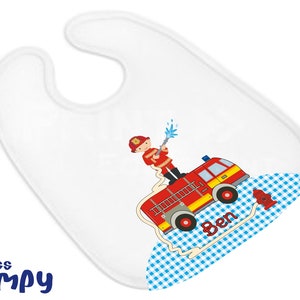 Baby bib FIREFIGHTER 834 with name, drool bib baby bib burp cloth image 3